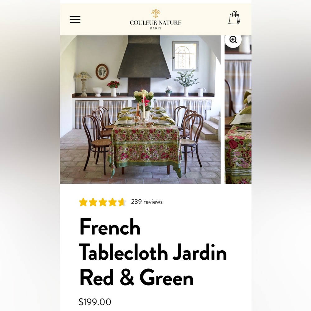 Jardin Tablecloth in Red and Green